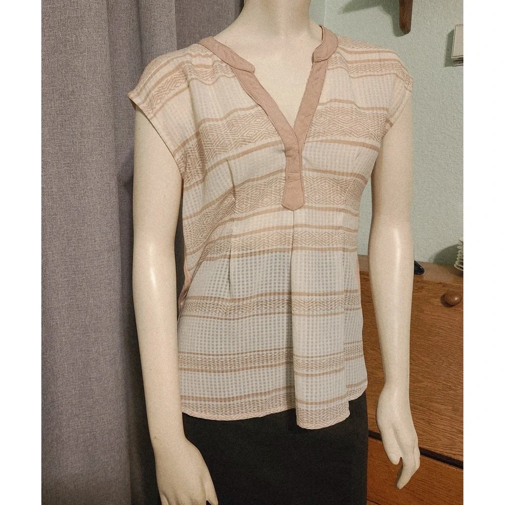 Anthropologie Postmark Striped With Contrast Soft Pink Back High‎ Low XS Whimsy - Picture 3 of 10
